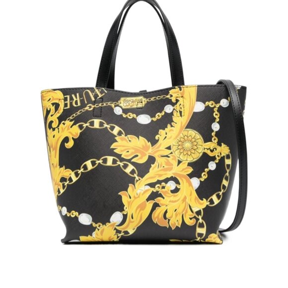 Versace Jeans Couture Large Range Z‎ Chain Couture Tote Pouch Set Black/Gold NWT